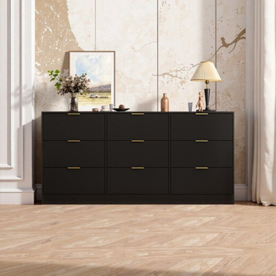 Commode 9 tiroirs 63 pouces, grande armoire de rangement avec tiroirs profonds