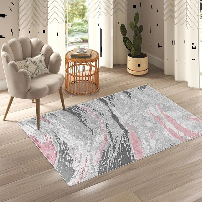 Abstract Flatweave Shag Area Rug, Rectangle 60 x 110 cm