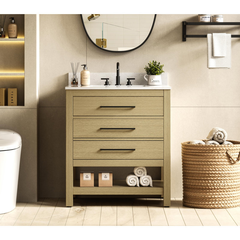 30 inch Single Bathroom Vanity_Modern_VF60530-BS, Honey Brown