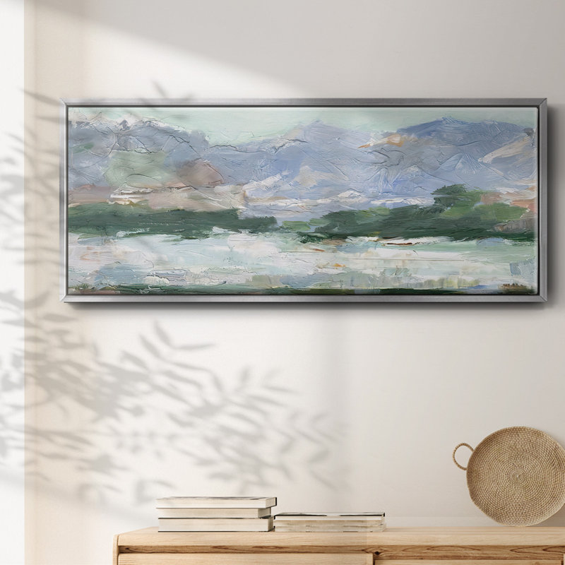«Pastel Mountain View II», toile encadrée, H 20 po x l 50 po x P 1,5 po, Argent