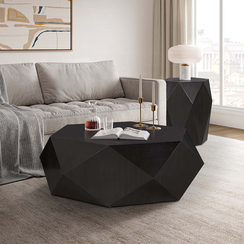 Table de bout Hanniel, finition noire antique, Noir antique