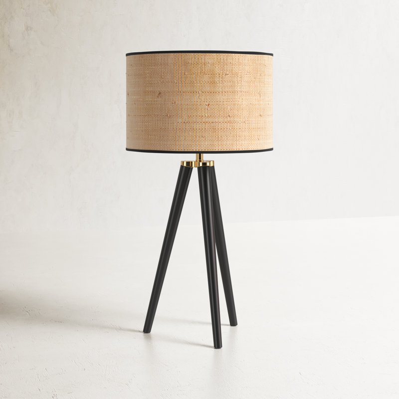 Kisa Wood Tripod Lamp, Black, Black