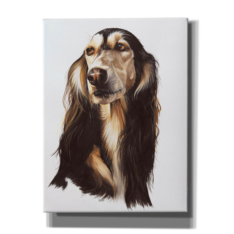 «Sebbie Saluki 2 sur toile» par Barbara Keith, H 16 po x l 12 po x P 0,75 po
