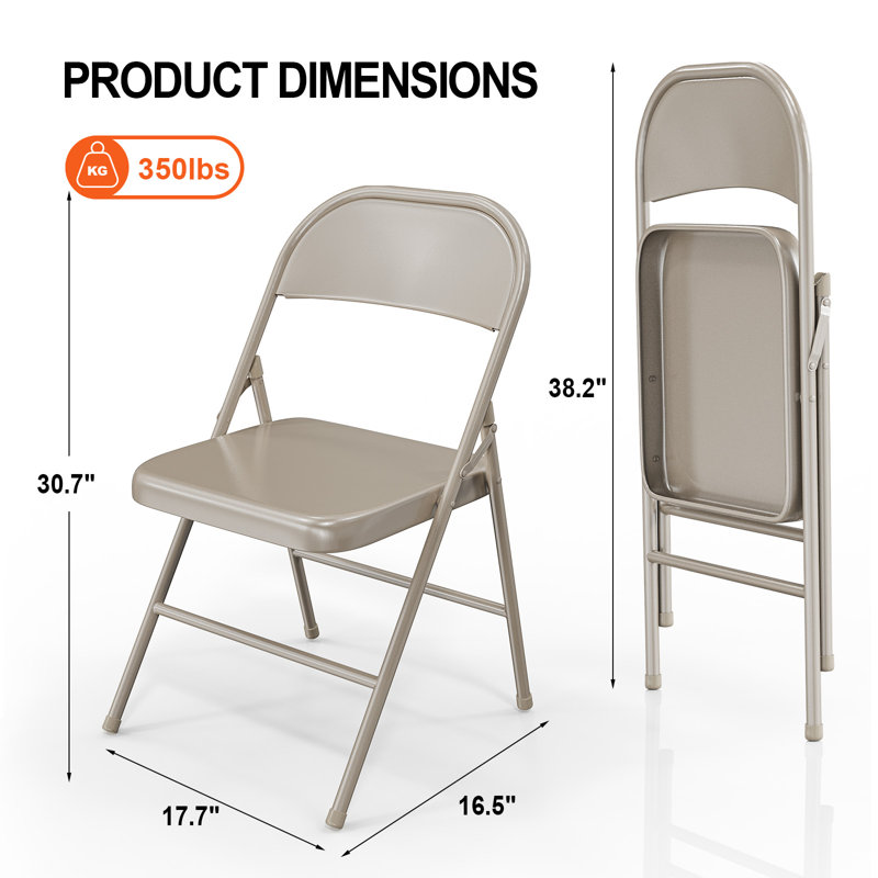Miramar Metal Stackable Folding Chair Folding Chair Set, Khaki