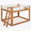 Lit simple superposé simple, convertible en bois avec échelle réversible et garde-corps de sécurité, noyer et blanc-1381297446