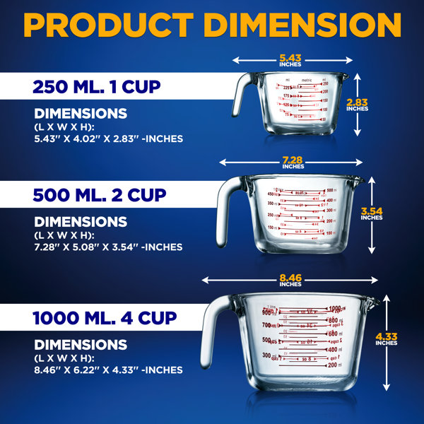 Heat Resistant 250 Ml 500 Ml 1000 Ml High Borosilicate Pyrex 3