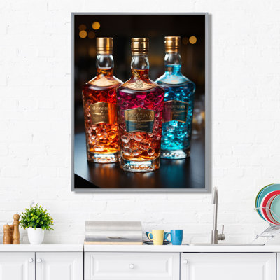 Liquor Spirit Drops Bottles II - Liquor, reproduction sur toile encadrée