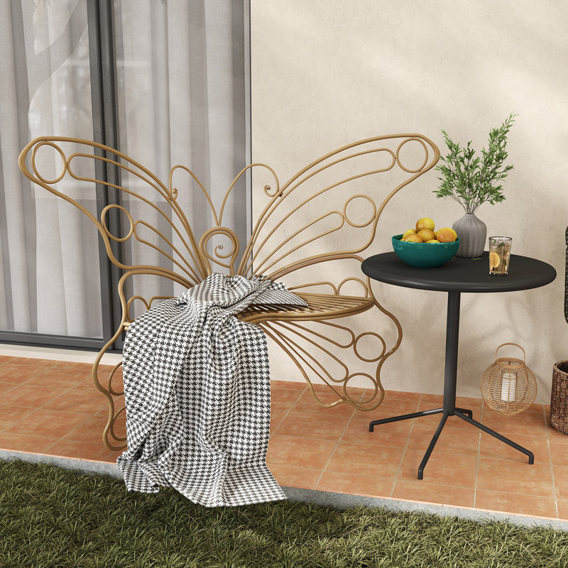 Chaise de patio extérieure en métal en forme de papillon, banc décoratif de jardin creux en fer pour balcon de porche de jardin, plusieurs options de couleurs