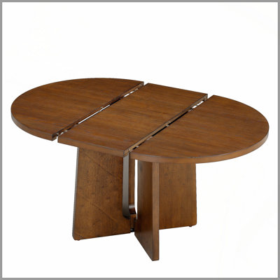 Solid Wood Round Dining Table, Extendable Kitchen Table with 16inch Removable Leaf for Dining Room, Living Room, Brown