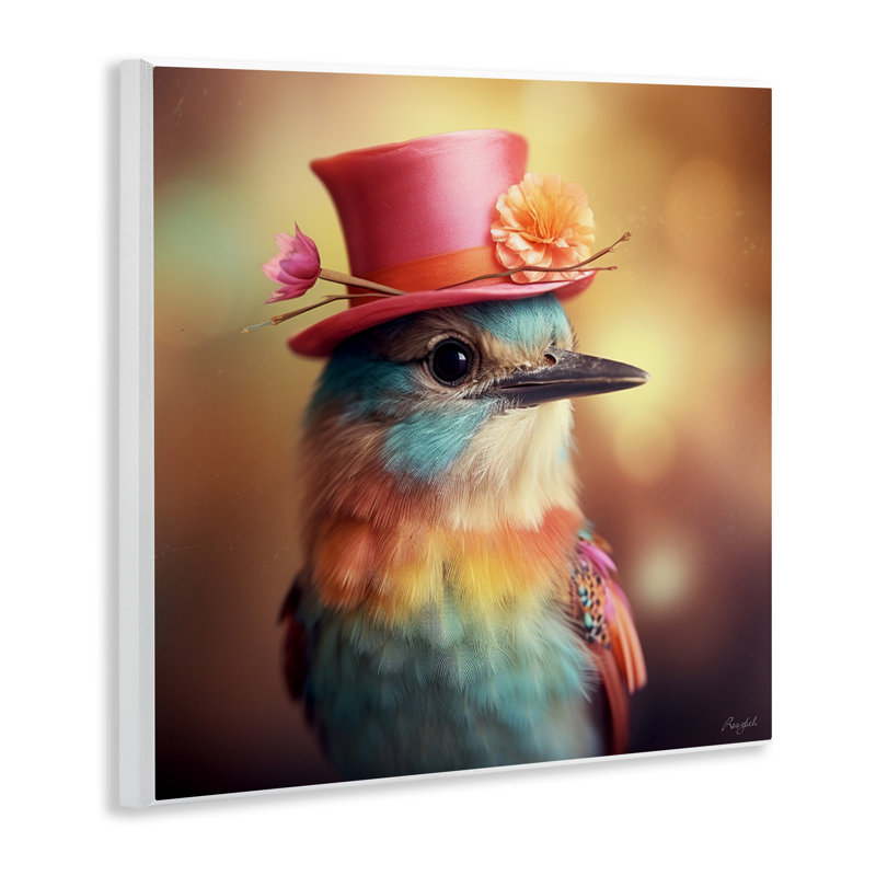 Oiseau pastel encadré Az-126 par Roozbeh, H 12 po x l 12 po x P 0,5 po