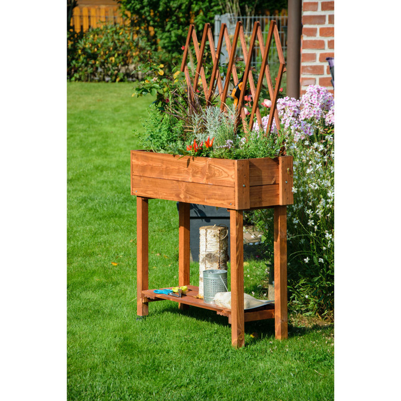 Elevated Planter with Trellis, Brown