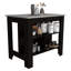 Îlot de cuisine, table de cuisine H 35 po, quatre pieds, trois tablettes de rangement ouvertes