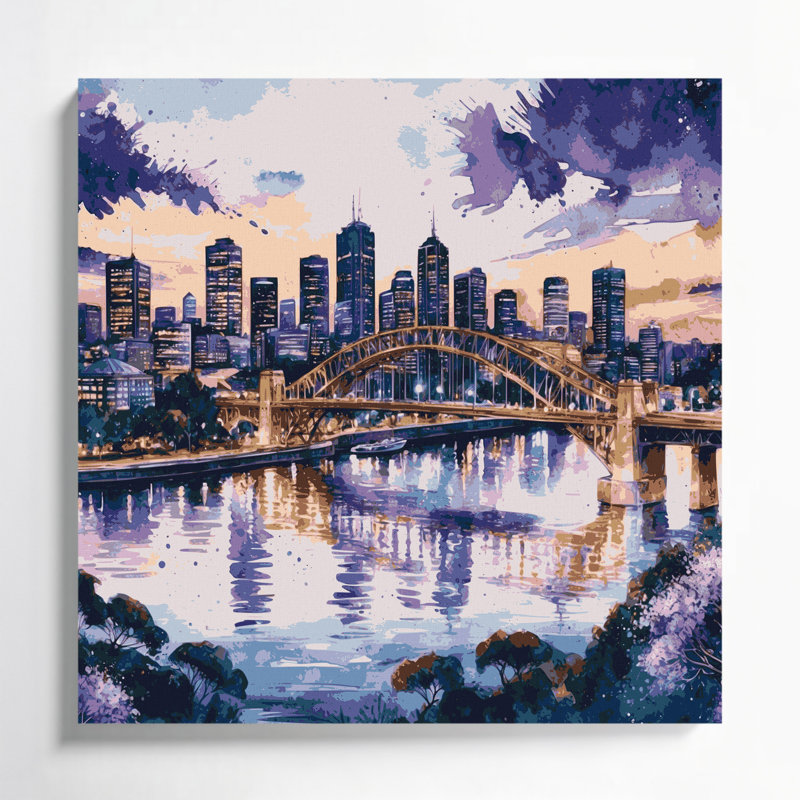 Cities Brisbane Australia Gray Canvas Wall Art