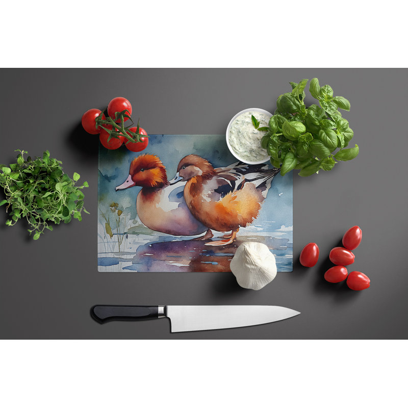 Redhead Duck Glass Cutting Board