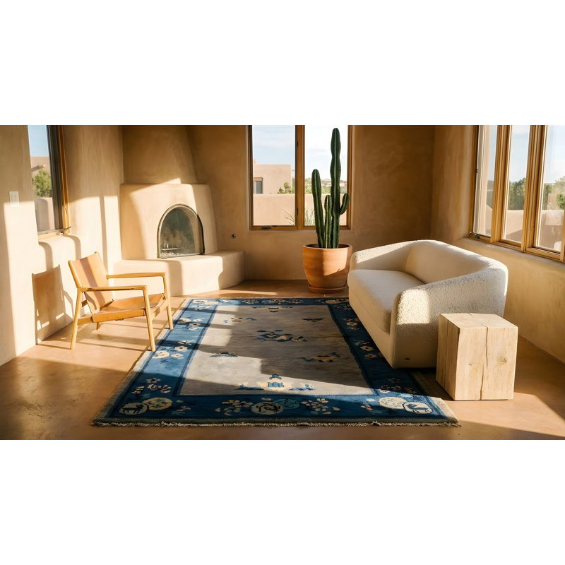 Rectangle Antique Chinese Knotted Wool Ivory Small Scatter Size 1920s - Peking Rug