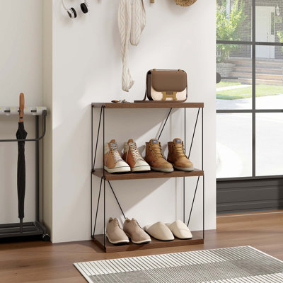 17 Stories 1 Pcs 3-tier Multipurpose Display Rack Storage Shelving Unit With Metal Frame Walnut