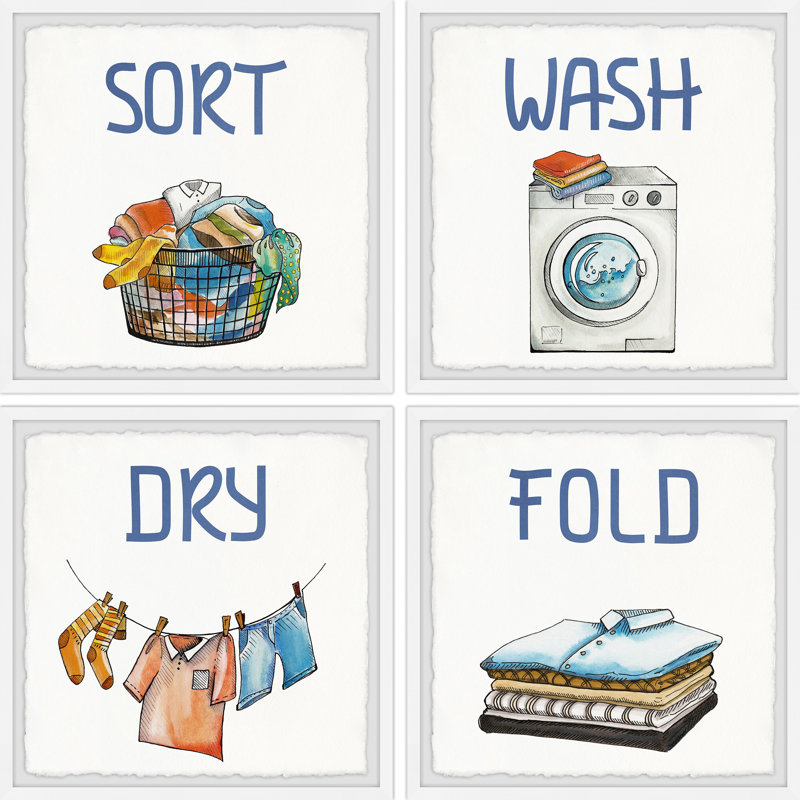 Traci Perfect Laundry by Marmont Hill - 4 Piece Single Picture Frame Print, 122cm H x 122cm W x 3.81cm D