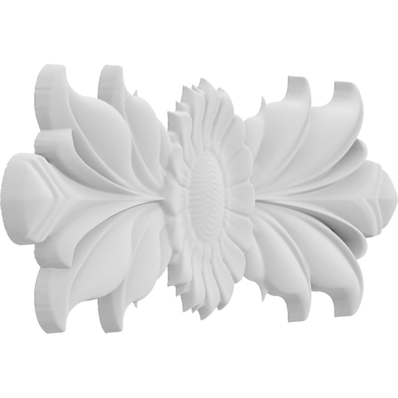 H W D Composite Rosette Applique, 4" H x 8" W x .63" D