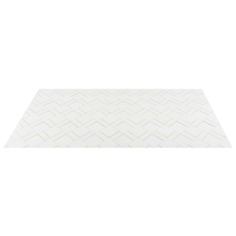 Enver Polished Marble And Brass Mosaic, Thassos/Brass