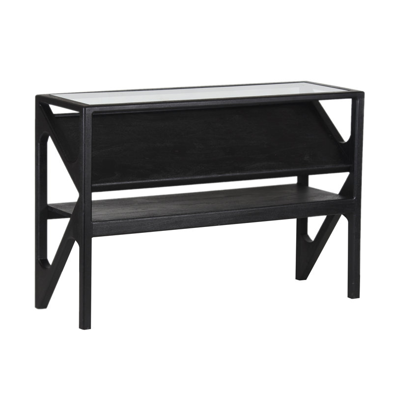 Metivier Solid Mango Wood Console Table, Black