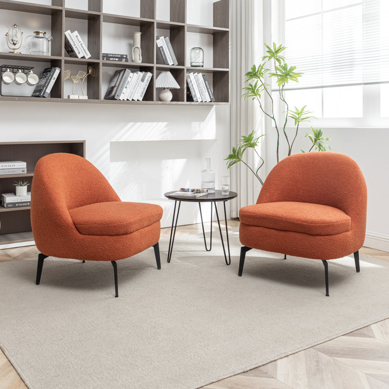 Fauteuil demi-tonneau rembourré Bula, Polyester orange