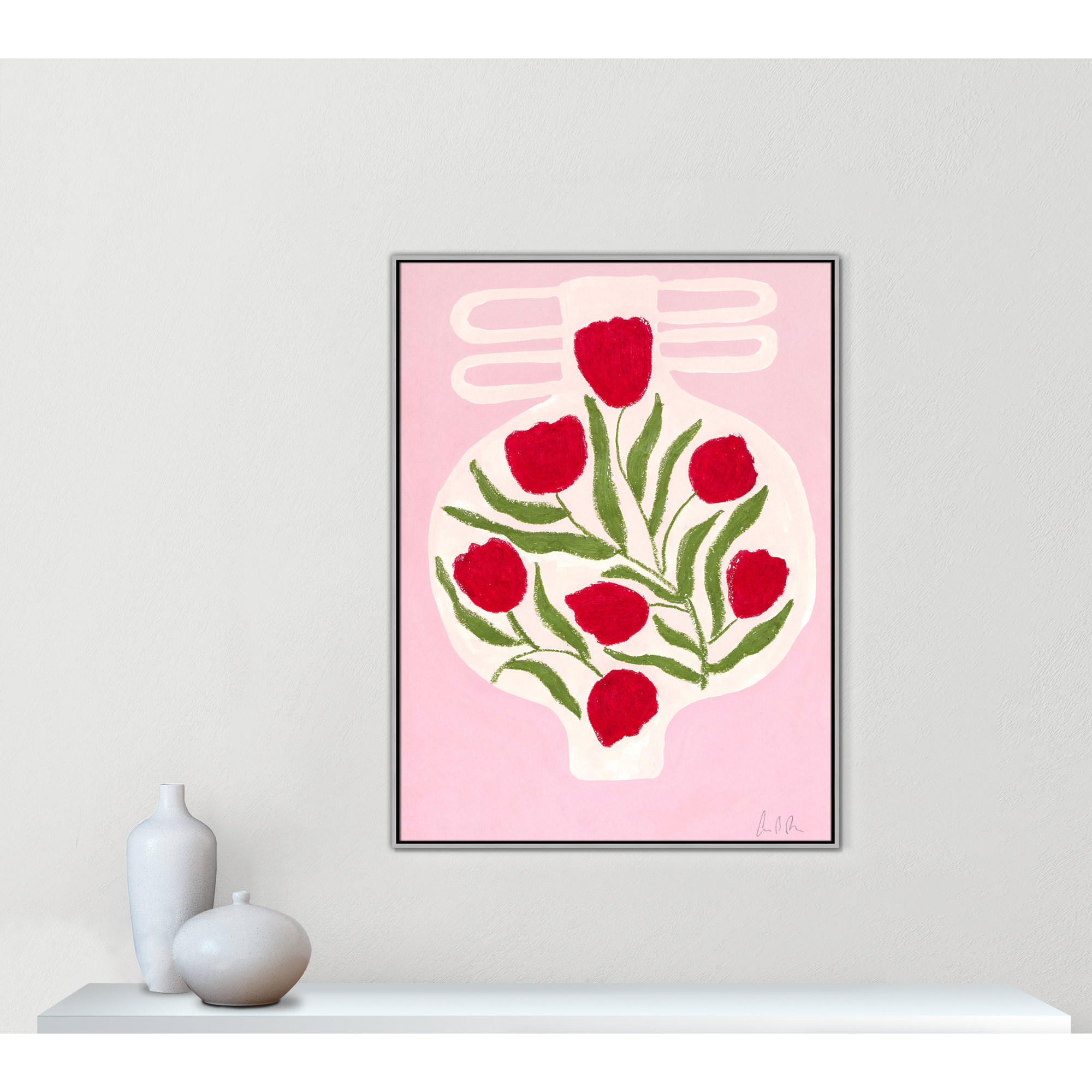 Vase No. 02 Print by Camilla Bergqvist, Silver, 49.5" H x 37.5" W