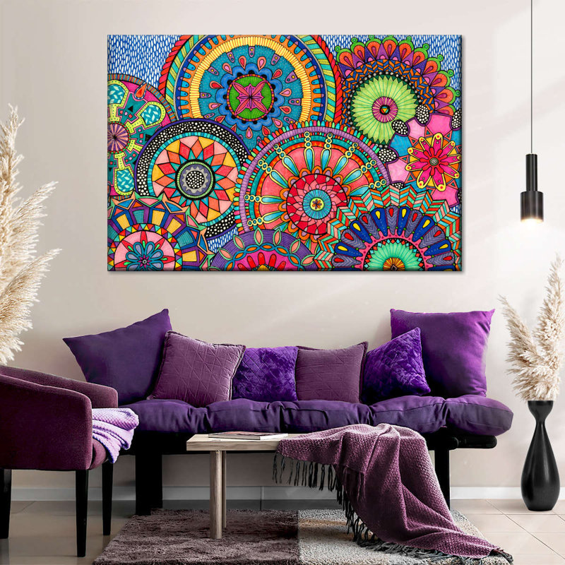 Mandala Parade, reproduction sur toile, H 24 po x l 36 po x P 1,25 po