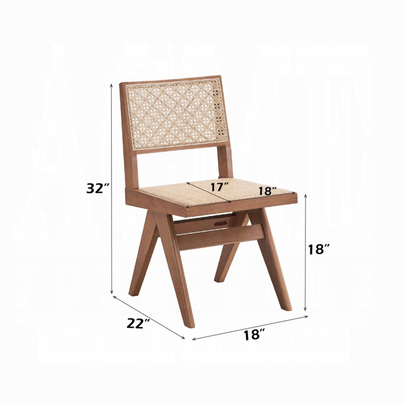 Ensemble de 2 chaises de salle à manger décontractées en rotin de style Mid-Century