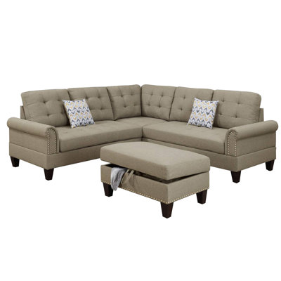 Upholstered L-Shaped Sectional Symmetrical