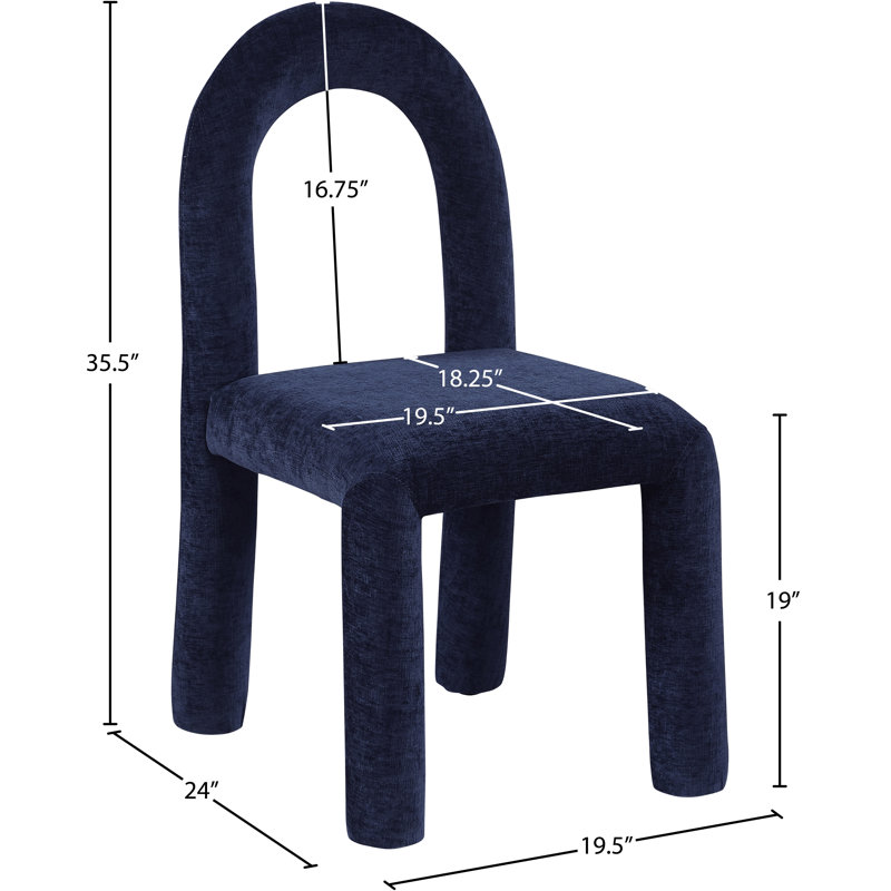 Amari Dining Chair, Navy, Chenille Fabric