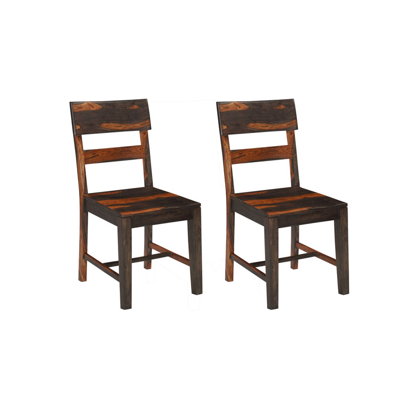 Ensemble de 2 chaises de salle à manger en bois massif, Noyer