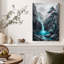 «Cyan Pine Tree Beside Waterfall In Misty Canyon», art mural sur toile-2050036407