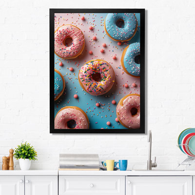 Delicious Pink And Blue Sparkle Donuts II - Food Donuts Wall Art