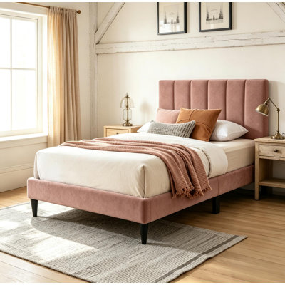 Structure de lit double avec tête de lit réglable, lit plateforme tapissier en velours, aucun sommier requis, support à 12 lattes robuste, structure de lit à profil bas, disponible en bleu, rose, gris et gris anthracite, facile à assembler