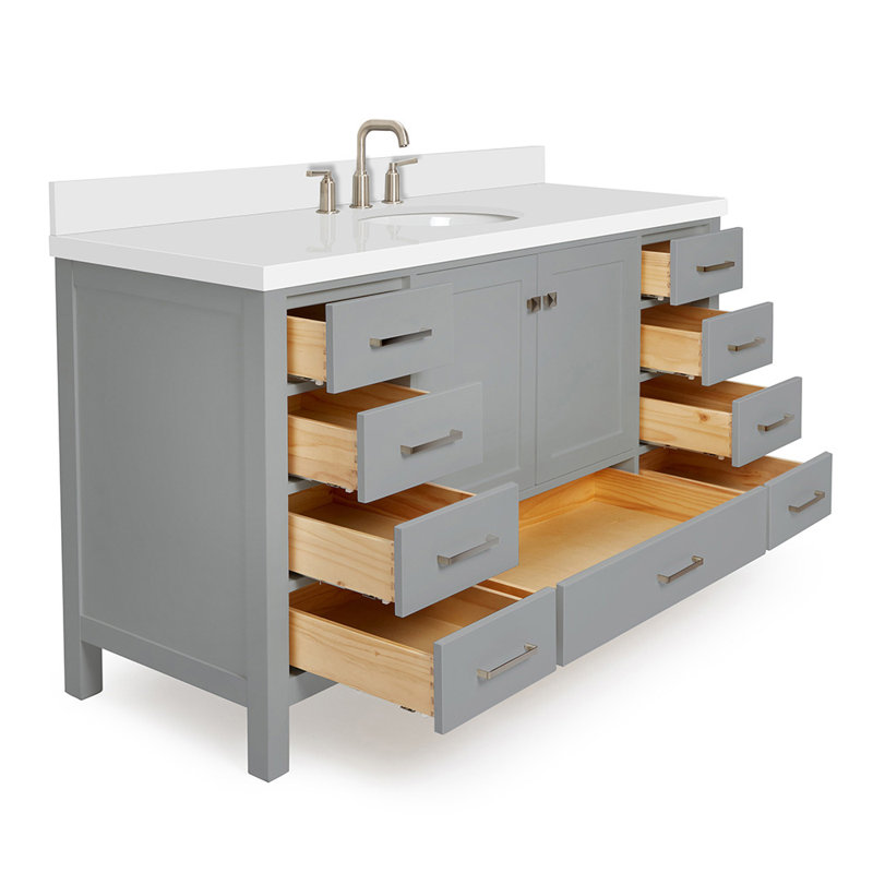 Cambridge 61'' W Single Vanity, Oval, Gray