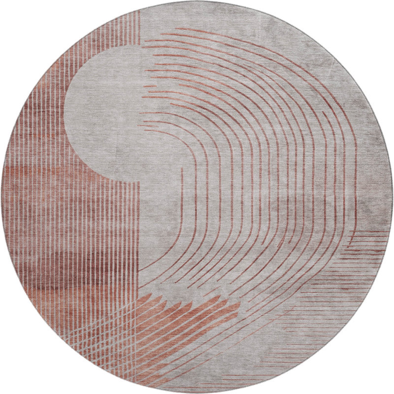 Premium Machine Washable Ariel Geometric Rug, Round 8'