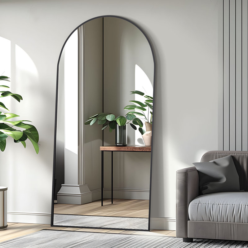 Metal Arch Mirror, 75" x 36", Black
