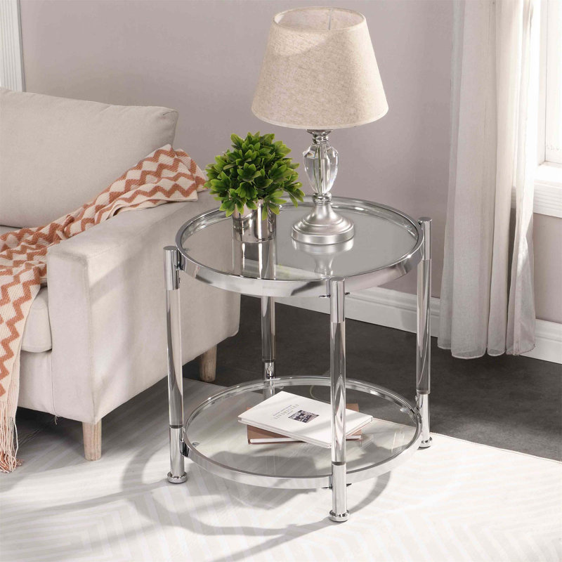 W82153571 Table de bout contemporaine en acrylique - H 22,25 po x l 22,05 po x P 22,05 po