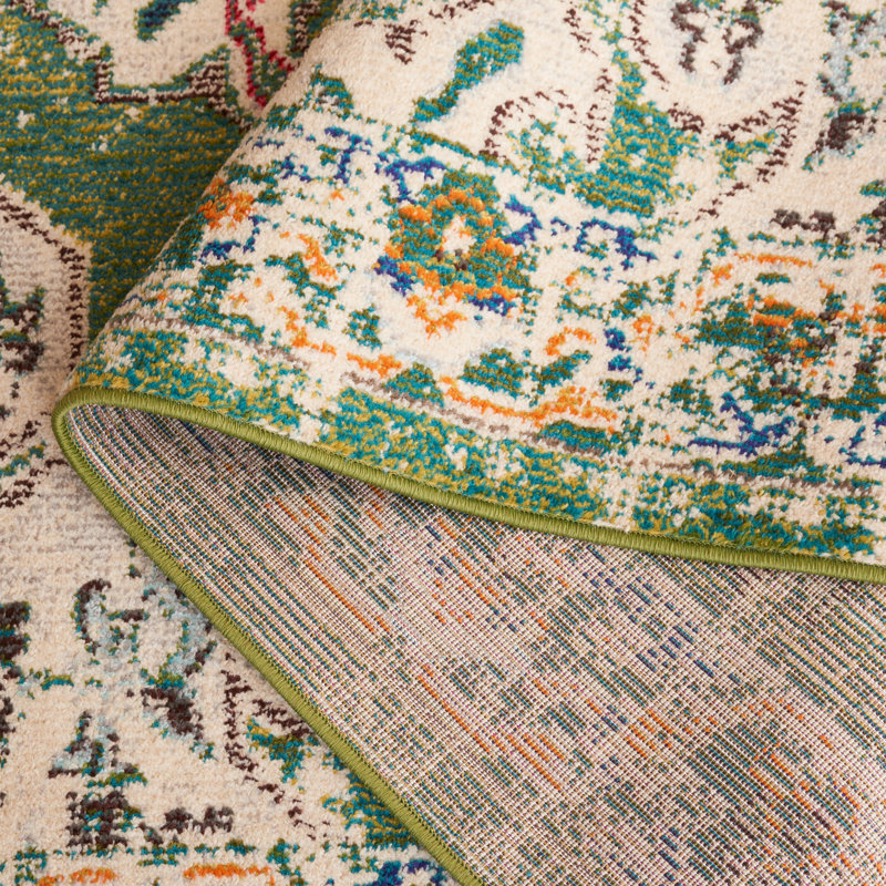 Madison Green and Aqua Oriental Runner Rug