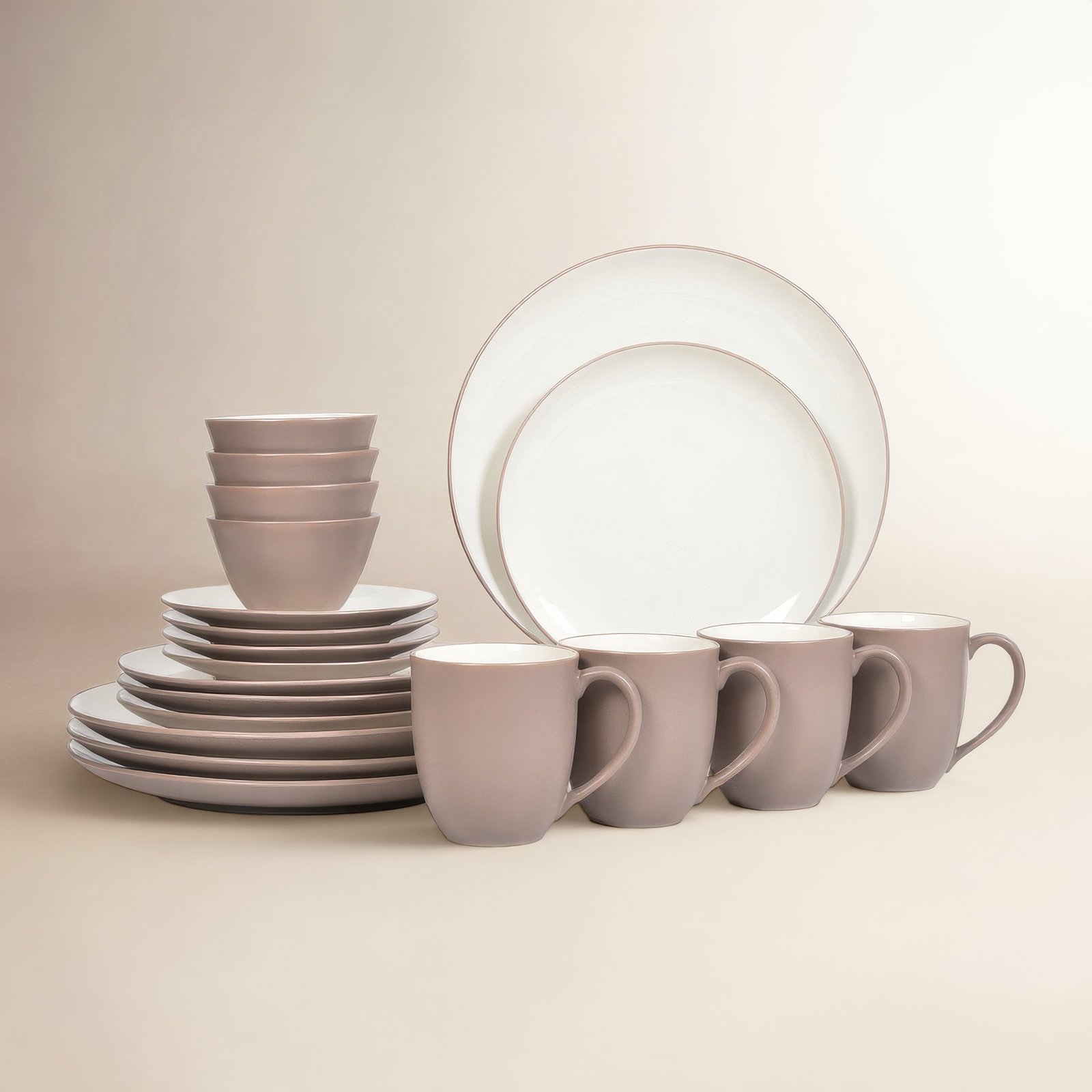 Colorwave Stoneware Dinnerware Set - Service for 4, Clay