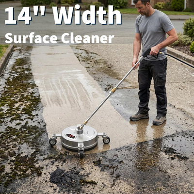 4 Wheel Pressure Washer Surface Cleaner Attachment, Heavy Duty Rotating Cleaning Accessory for Driveways, Patios, Sidewalks, Efficient Outdoor Concrete & Brick Washing Tool