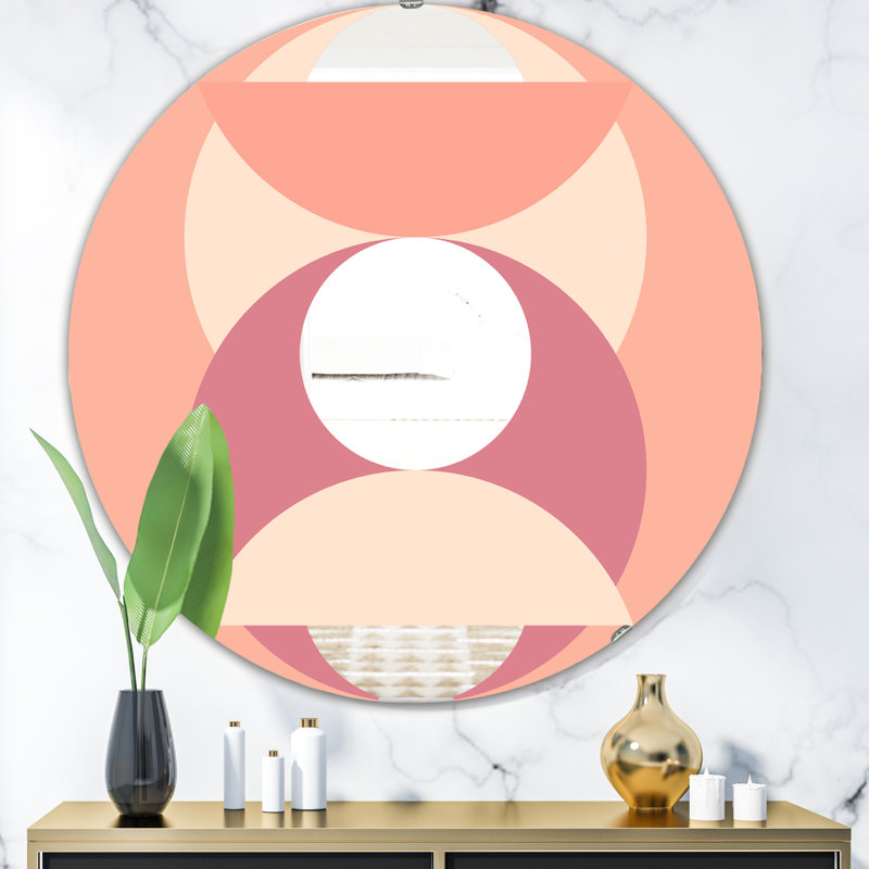 Peach Circle - Miroir Mid-Century, H 31,5 po x l 23,7 po