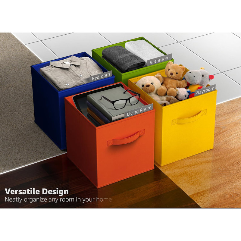 6 Pack 13" Large Foldable Storage Cubes with Handles, Multi