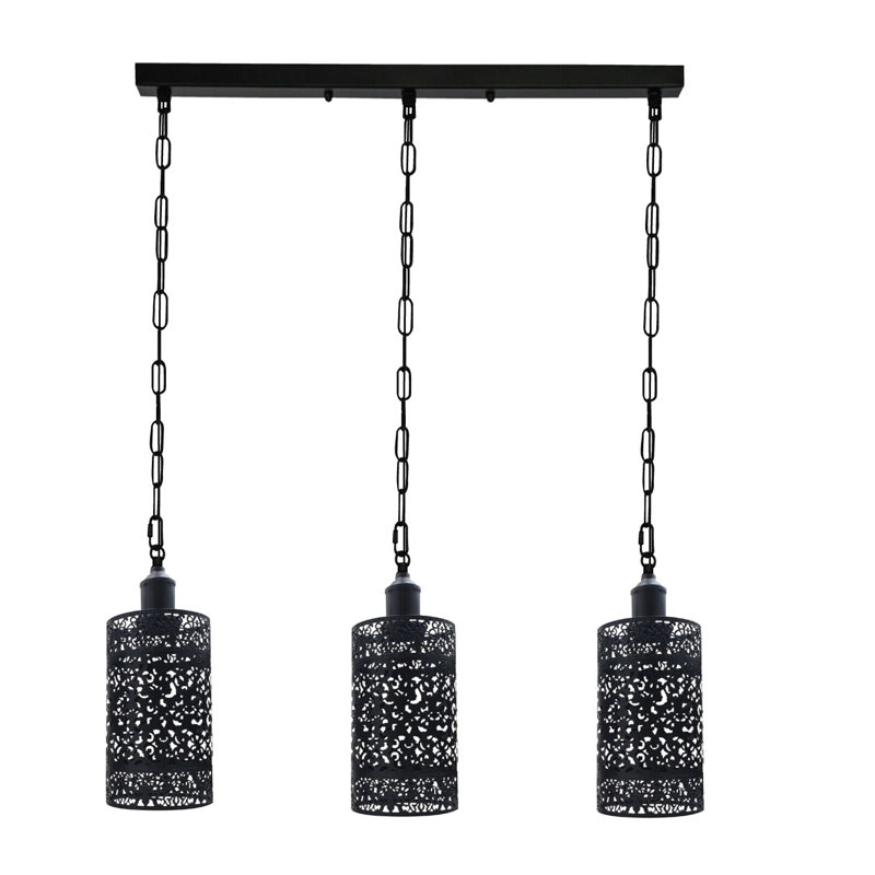 3 - Light Kitchen Island Pendant, Black