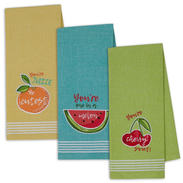 3-Pc Kitchen Towels- Martha Stewart Collection- Watermelon-Prints