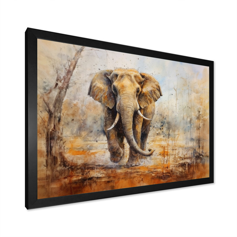 Faune éléphant majestueux I, Cadre simple noir, H 16 po x l 32 po x P 1 po
