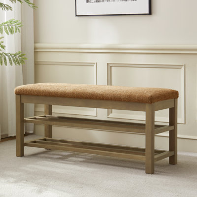 Banc de rangement rembourré avec range-chaussures à 2 niveaux
