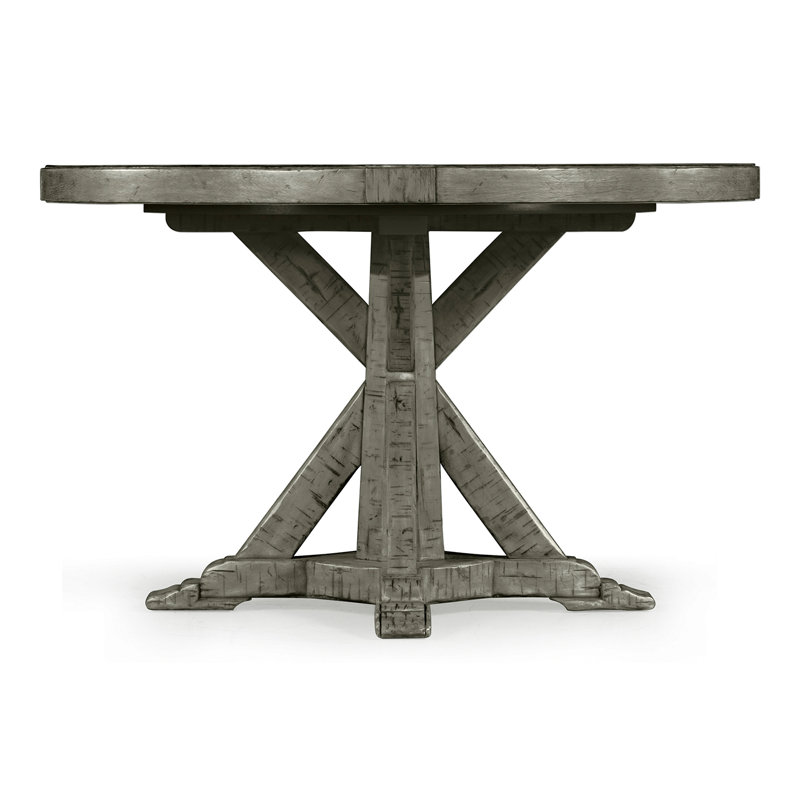Casually Country Round Walnut Wood Dining Table, Country Farmhouse Walnut,  48" W x 48" L 