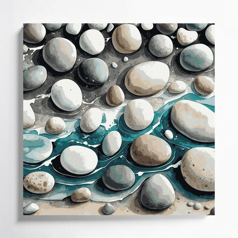 Art mural sur toile gris "Coastal Beach", H 12 po x l 12 po