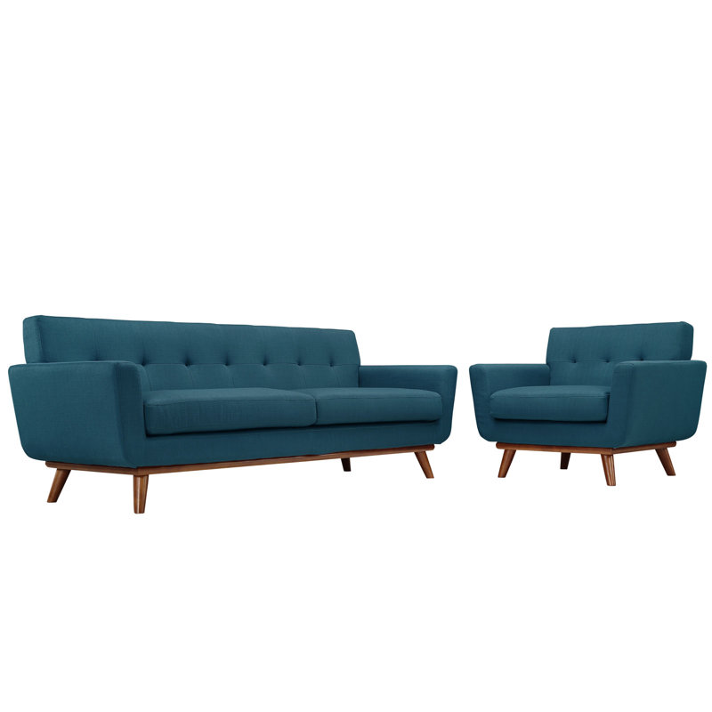 Ensemble de fauteuil et canapé capitonnés 2 pièces Modway Engage, Azur